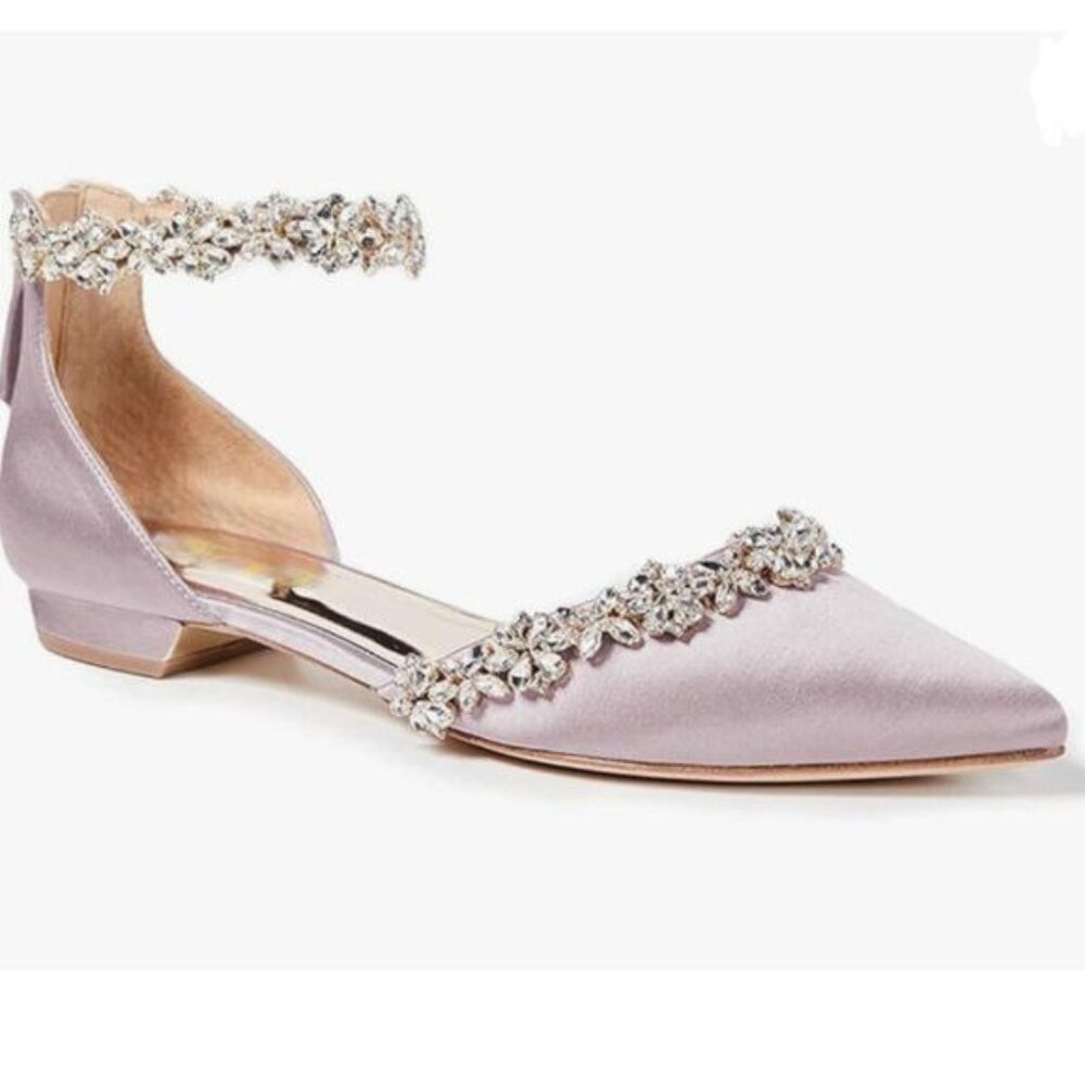 FOWT Purple Pointed Toe D'Orsay Sparkly Rhinestones Ankle Strap Wedding Sandals